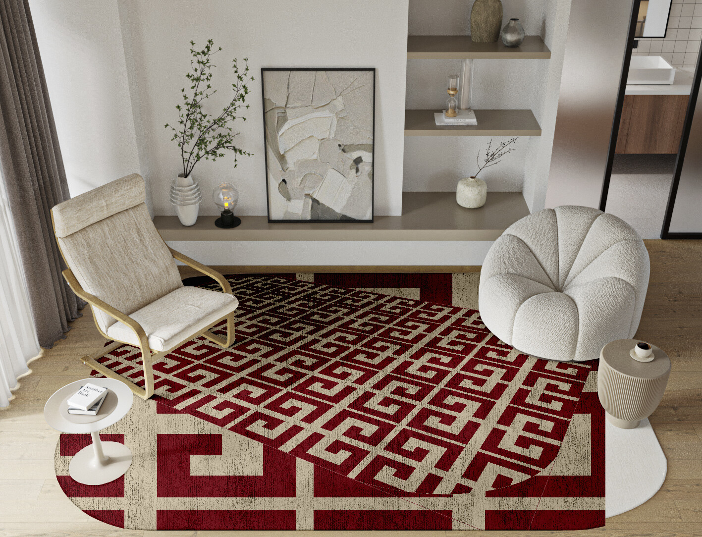Angus Geometric Oblong Hand Tufted Bamboo Silk Custom Rug by Rug Artisan
