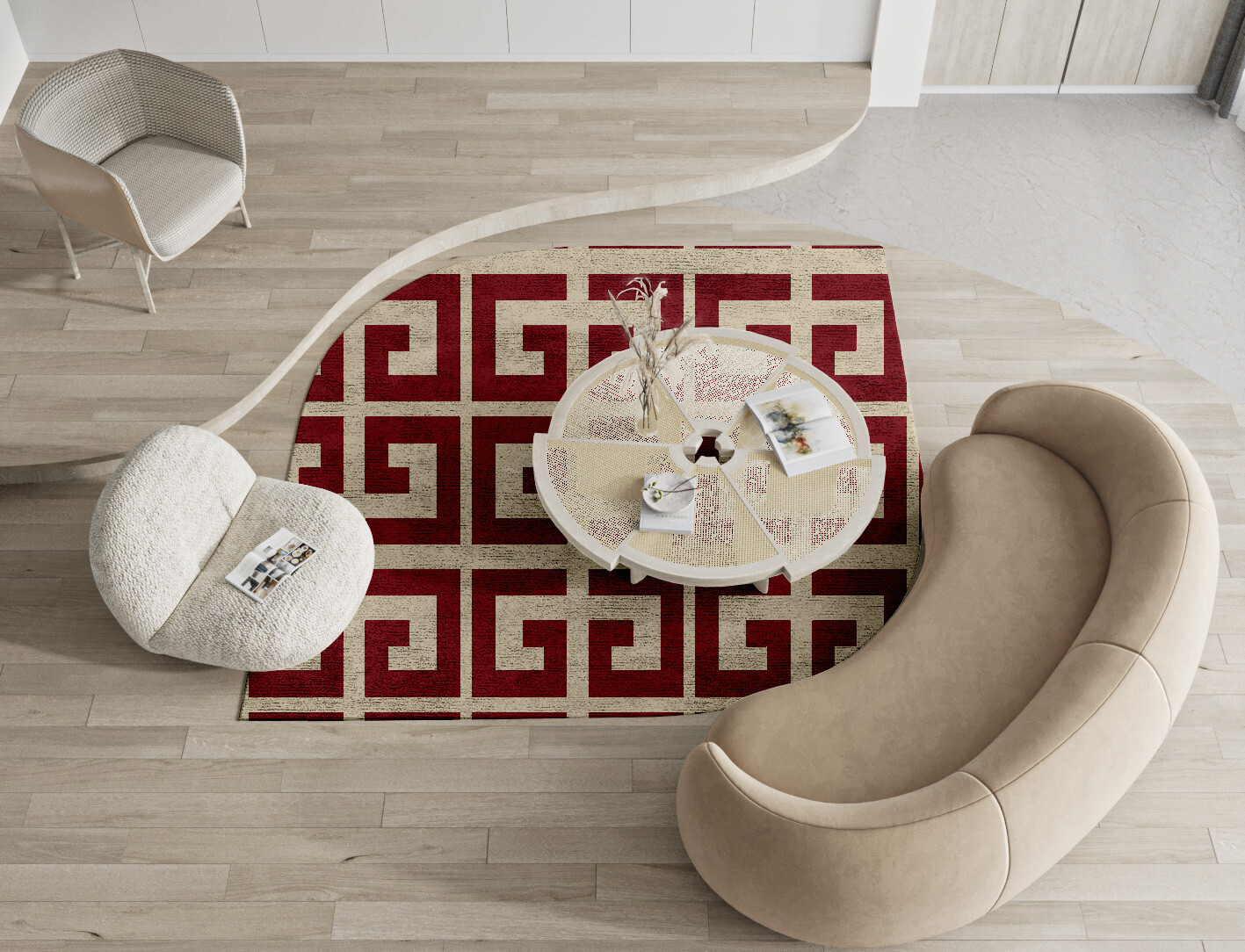 Angus Geometric Ogee Hand Tufted Bamboo Silk Custom Rug by Rug Artisan