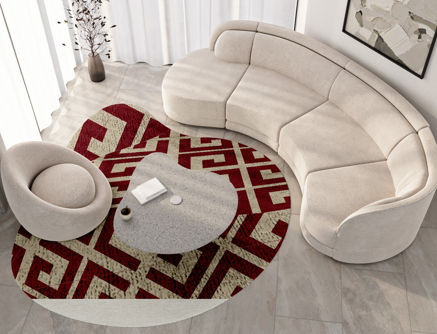 Angus Geometric Splash Hand Tufted Bamboo Silk Custom Rug by Rug Artisan