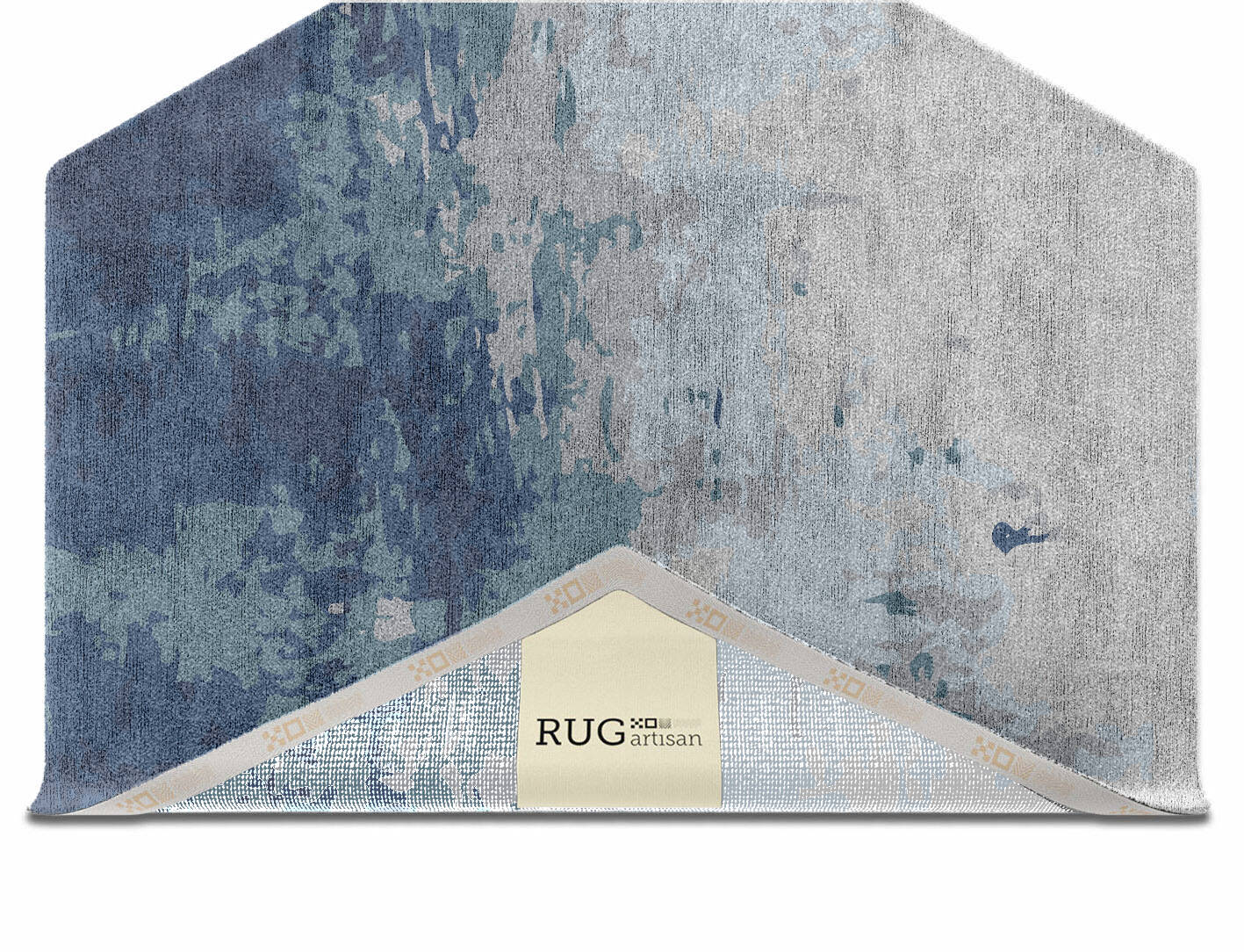 Anomaly Cerulean Hexagon Hand Knotted Bamboo Silk Custom Rug by Rug Artisan