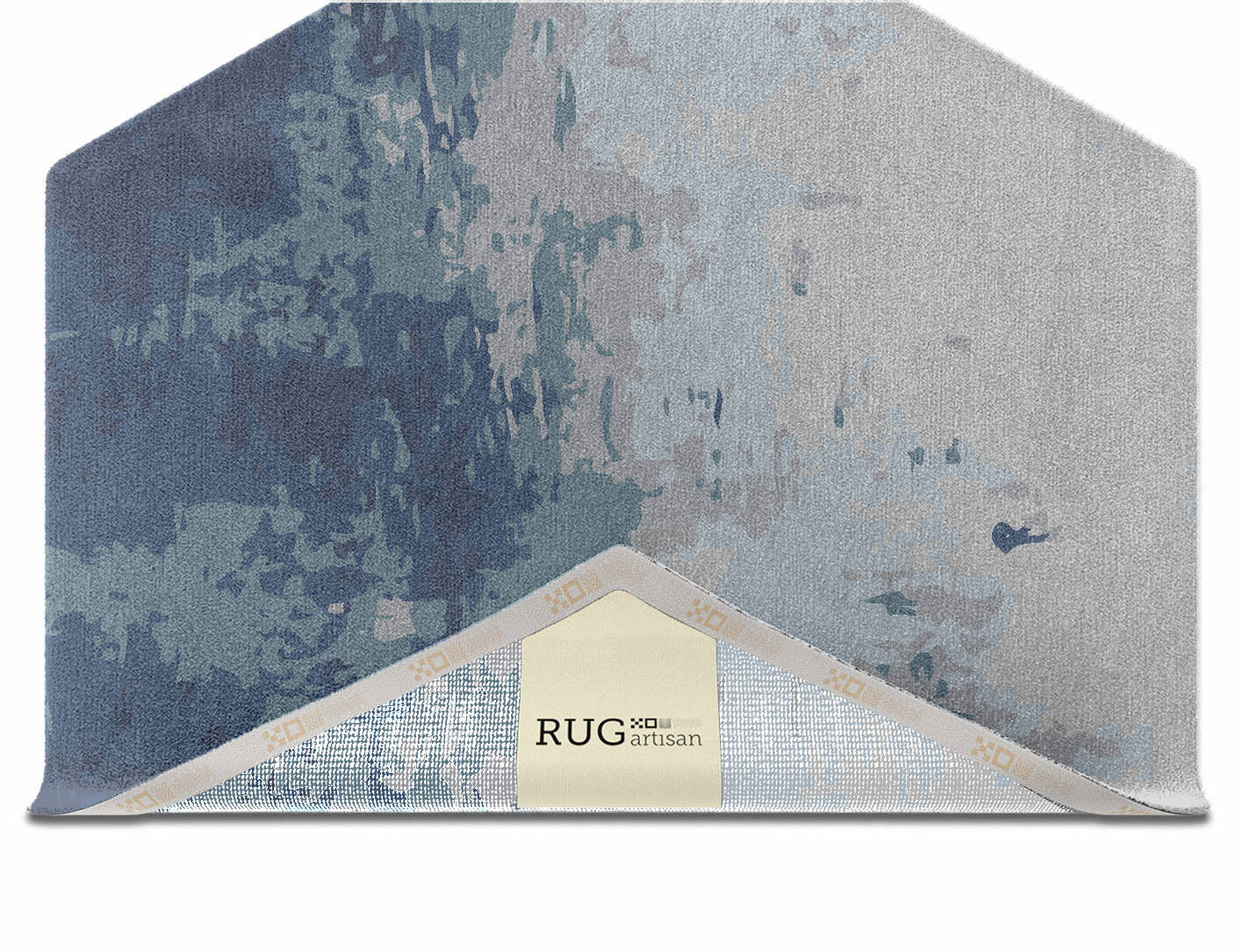 Anomaly Cerulean Hexagon Hand Knotted Tibetan Wool Custom Rug by Rug Artisan