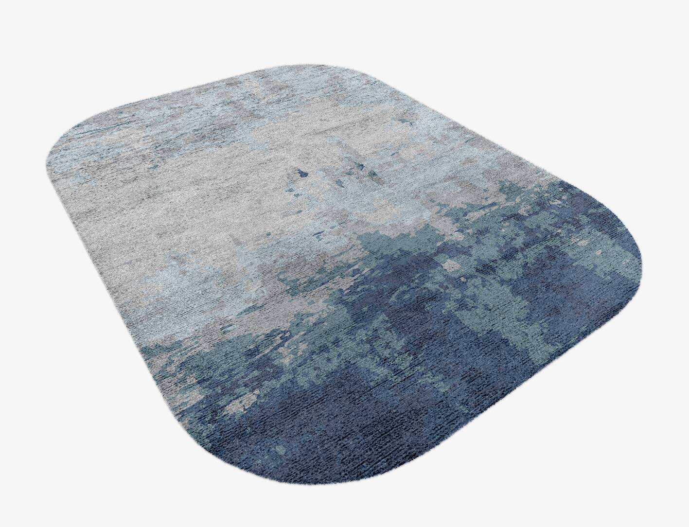 Anomaly Cerulean Oblong Hand Knotted Bamboo Silk Custom Rug by Rug Artisan