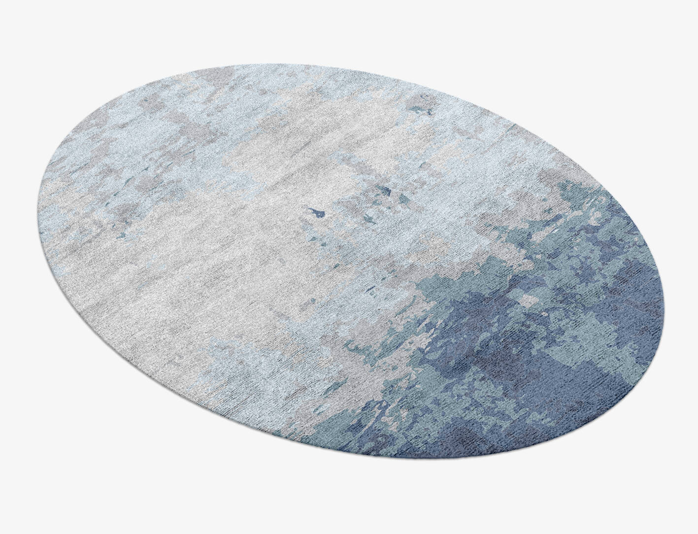 Anomaly Cerulean Oval Hand Knotted Bamboo Silk Custom Rug by Rug Artisan