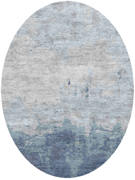 Anomaly Cerulean Oval Hand Knotted Bamboo Silk Custom Rug by Rug Artisan