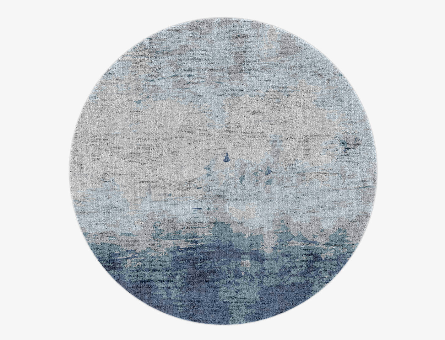 Anomaly Cerulean Round Hand Knotted Bamboo Silk Custom Rug by Rug Artisan