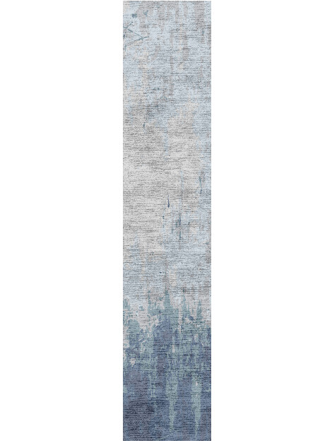 Anomaly Cerulean Runner Hand Knotted Bamboo Silk Custom Rug by Rug Artisan