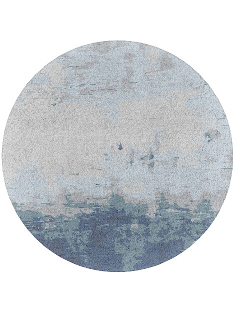 Anomaly Cerulean Round Hand Tufted Pure Wool Custom Rug by Rug Artisan