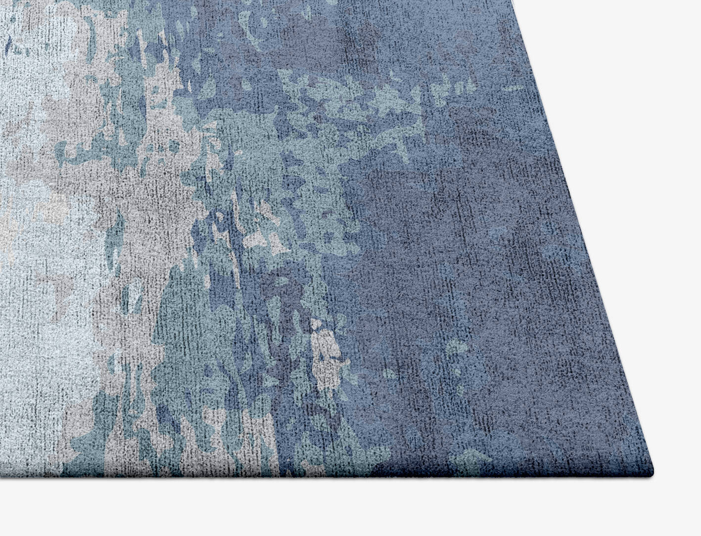 Anomaly Cerulean Square Hand Tufted Bamboo Silk Custom Rug by Rug Artisan