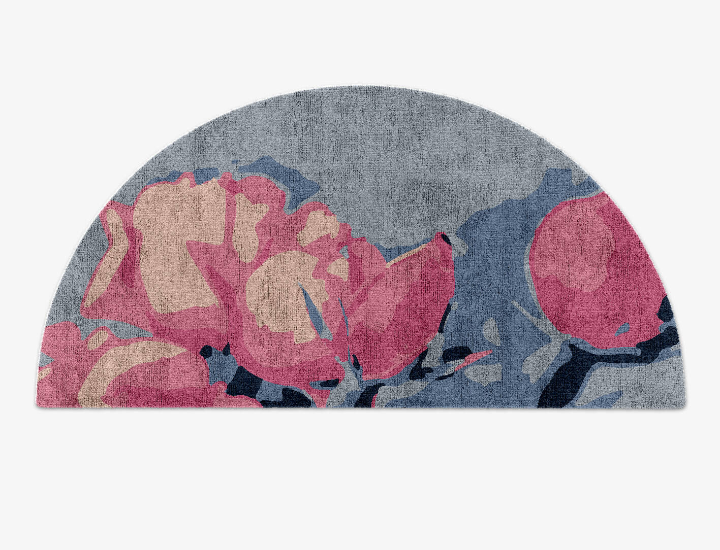Anthea Floral Halfmoon Hand Knotted Bamboo Silk Custom Rug by Rug Artisan