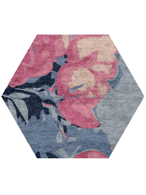 Anthea Floral Hexagon Hand Knotted Bamboo Silk Custom Rug by Rug Artisan