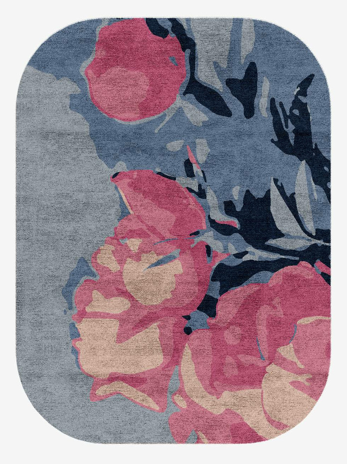 Anthea Floral Oblong Hand Knotted Bamboo Silk Custom Rug by Rug Artisan