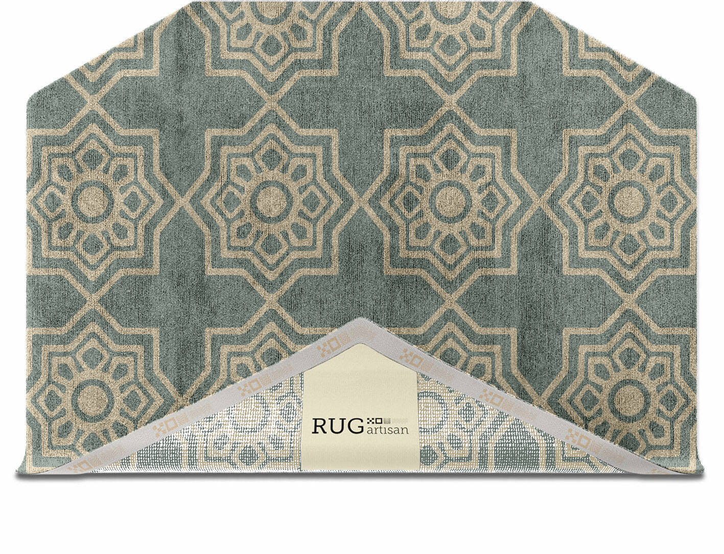 Anthos Blue Royal Hexagon Hand Knotted Bamboo Silk Custom Rug by Rug Artisan