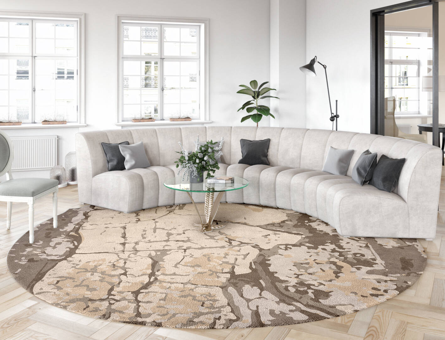 Antiquity Surface Art Round Hand Tufted Pure Wool Custom Rug by Rug Artisan