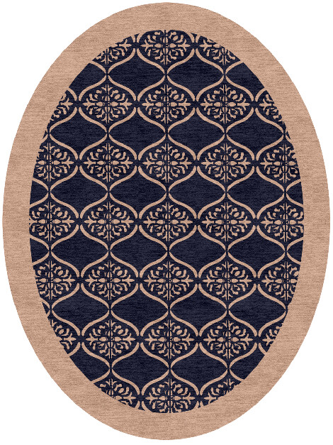 Applique Geometric Oval Hand Knotted Tibetan Wool Custom Rug by Rug Artisan