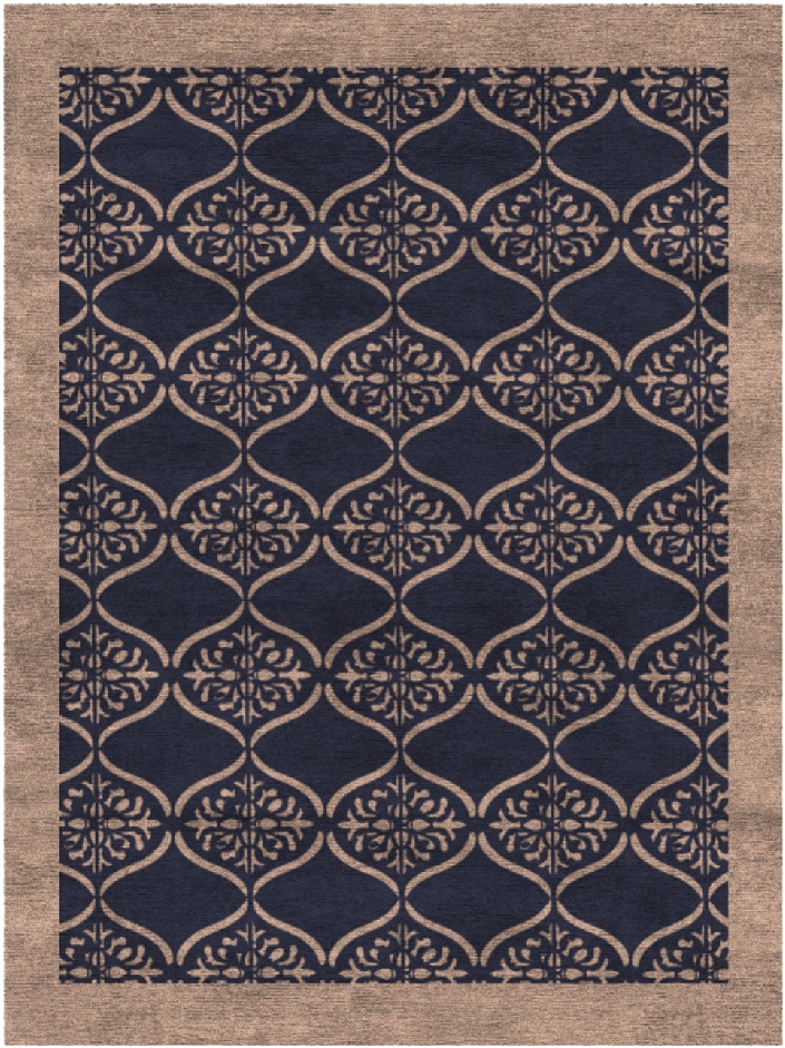 Applique Geometric Rectangle Hand Knotted Bamboo Silk Custom Rug by Rug Artisan