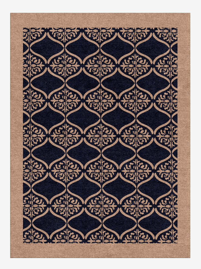 Applique Geometric Rectangle Hand Knotted Tibetan Wool Custom Rug by Rug Artisan