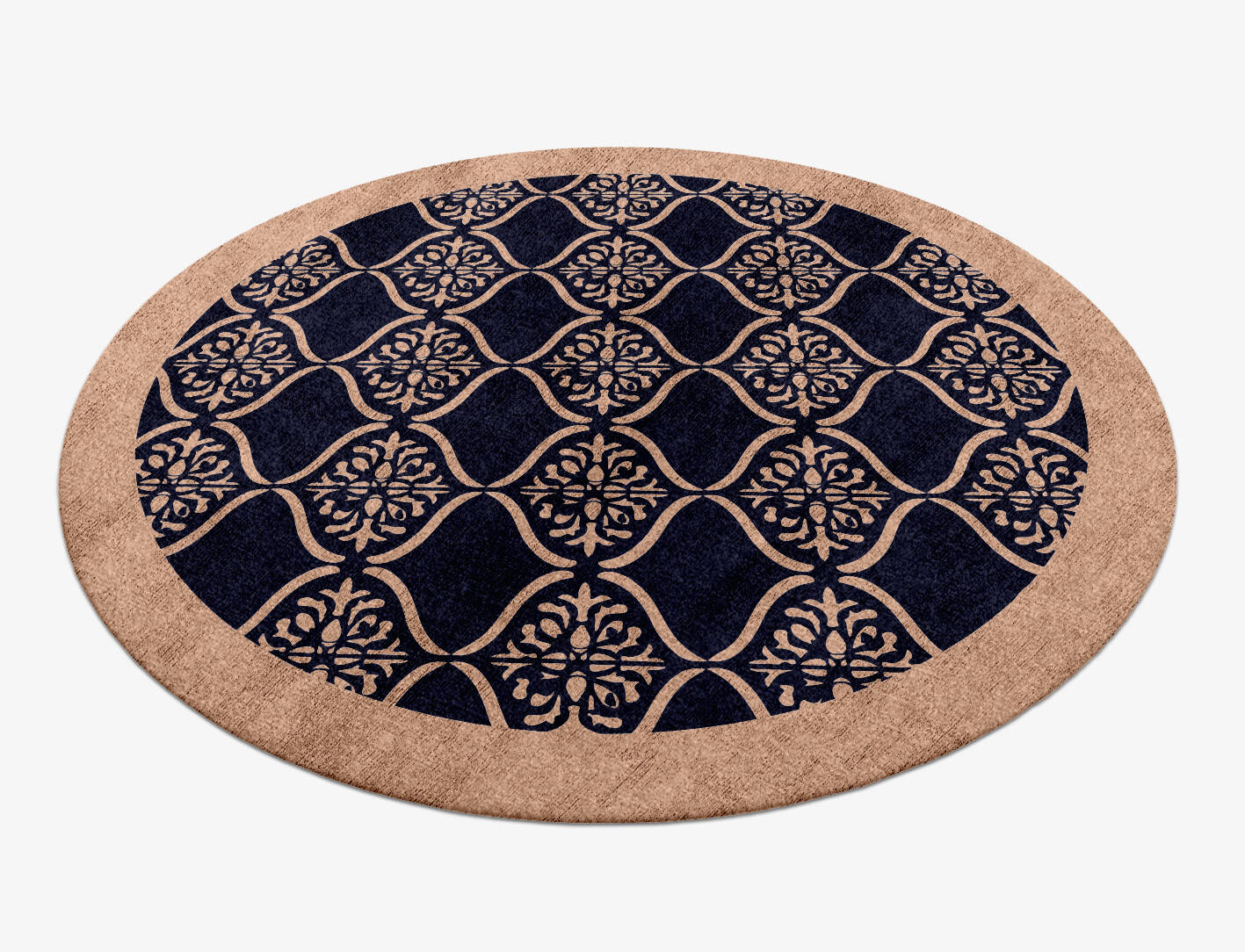 Applique Geometric Round Hand Knotted Bamboo Silk Custom Rug by Rug Artisan