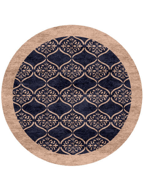Applique Geometric Round Hand Knotted Bamboo Silk Custom Rug by Rug Artisan
