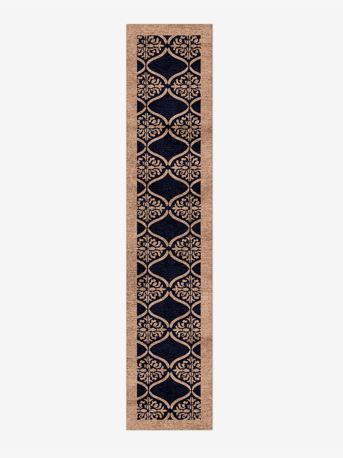 Applique Geometric Runner Hand Knotted Bamboo Silk Custom Rug by Rug Artisan