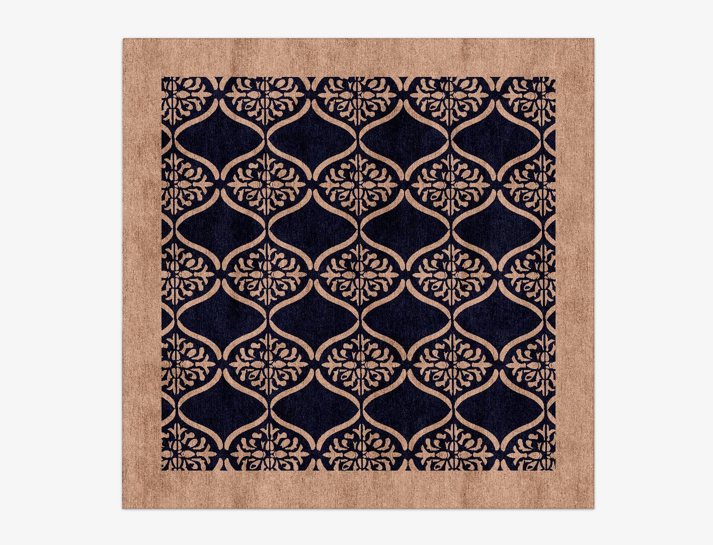 Applique Geometric Square Hand Knotted Bamboo Silk Custom Rug by Rug Artisan