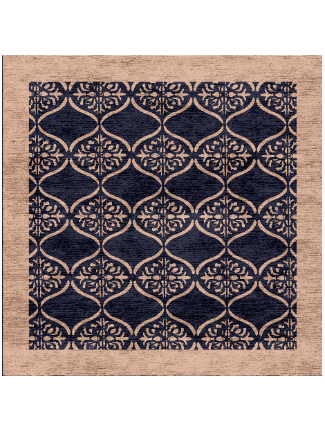 Applique Geometric Square Hand Knotted Bamboo Silk Custom Rug by Rug Artisan