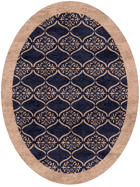 Applique Geometric Oval Hand Tufted Bamboo Silk Custom Rug by Rug Artisan