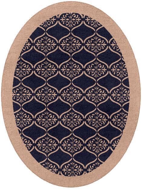 Applique Geometric Oval Hand Tufted Pure Wool Custom Rug by Rug Artisan