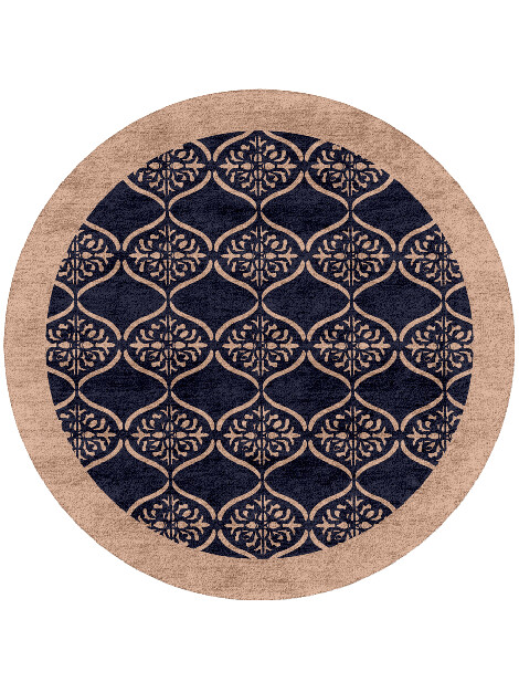 Applique Geometric Round Hand Tufted Bamboo Silk Custom Rug by Rug Artisan