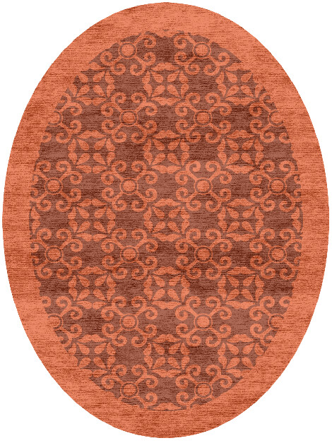 Apricot Geometric Oval Hand Knotted Bamboo Silk Custom Rug by Rug Artisan