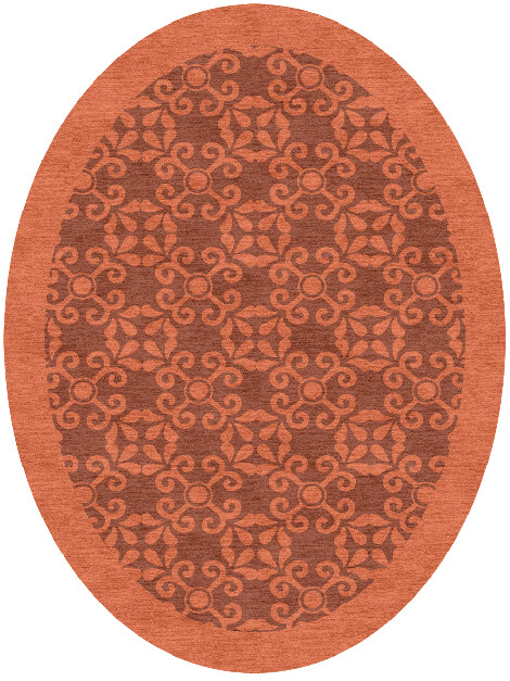 Apricot Geometric Oval Hand Knotted Tibetan Wool Custom Rug by Rug Artisan