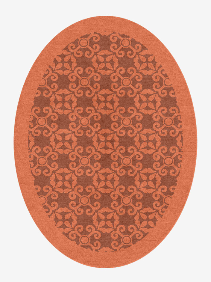 Apricot Geometric Oval Hand Knotted Tibetan Wool Custom Rug by Rug Artisan