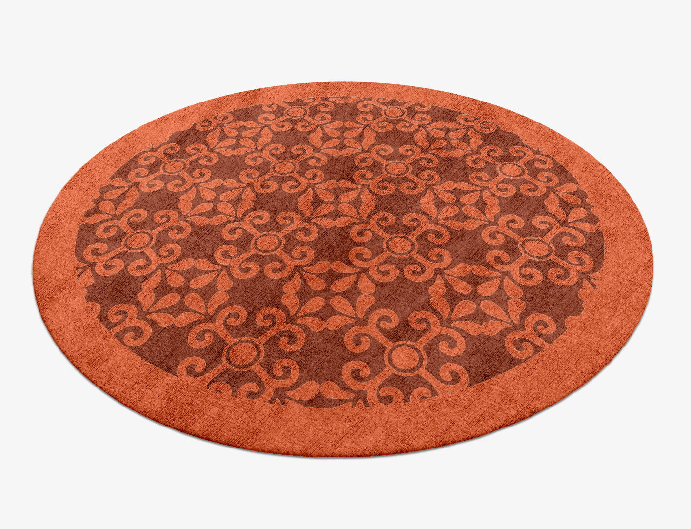 Apricot Geometric Round Hand Knotted Bamboo Silk Custom Rug by Rug Artisan