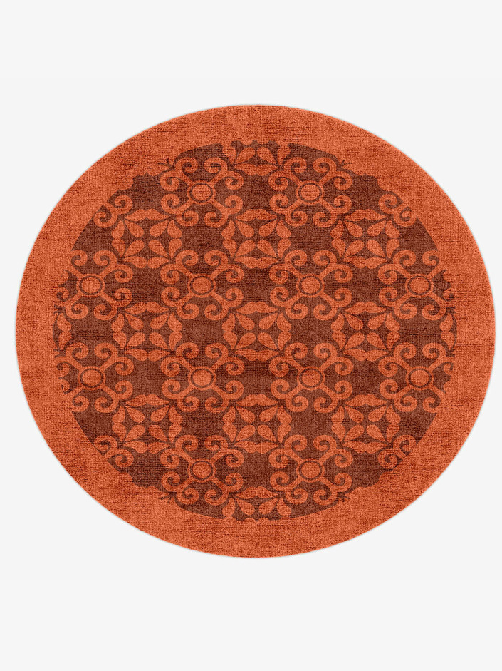 Apricot Geometric Round Hand Knotted Bamboo Silk Custom Rug by Rug Artisan