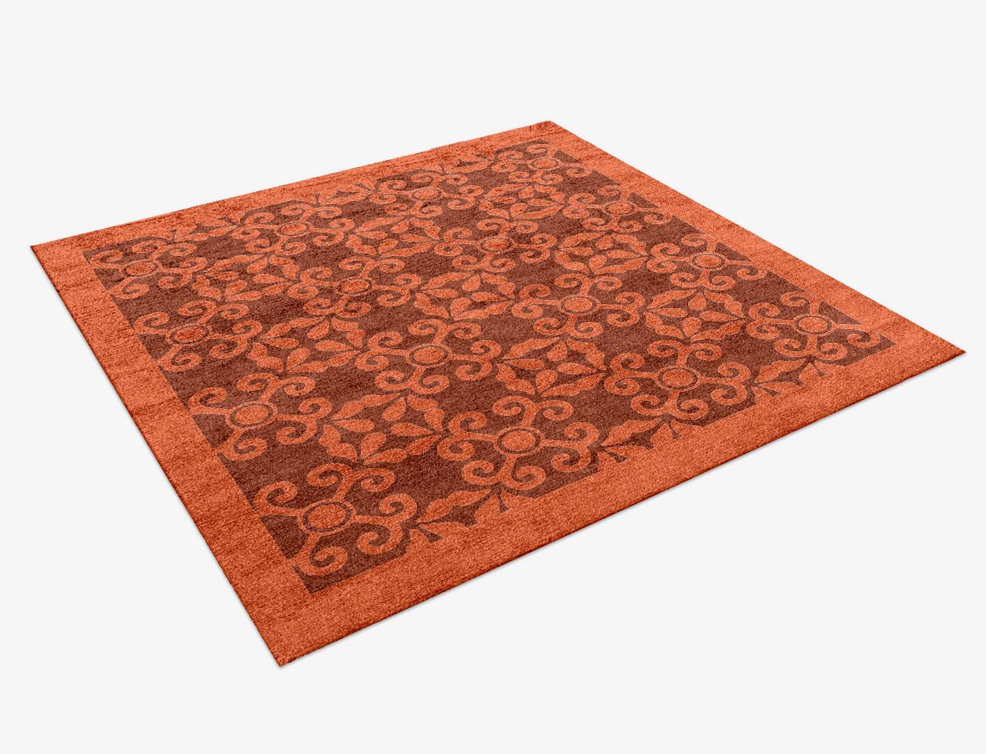 Apricot Geometric Square Hand Knotted Bamboo Silk Custom Rug by Rug Artisan