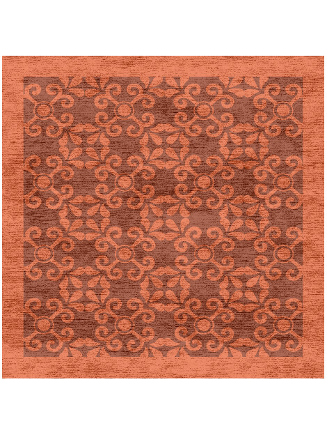 Apricot Geometric Square Hand Knotted Bamboo Silk Custom Rug by Rug Artisan