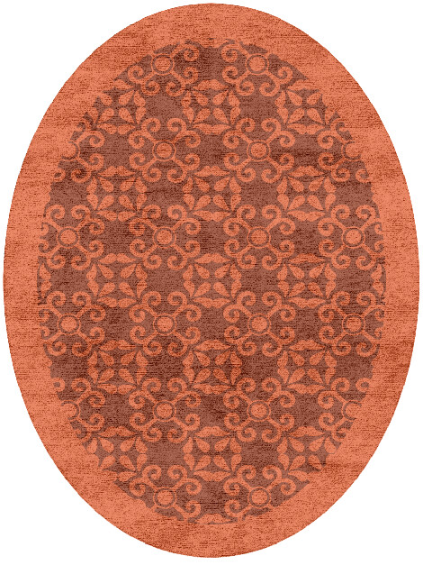 Apricot Geometric Oval Hand Tufted Bamboo Silk Custom Rug by Rug Artisan