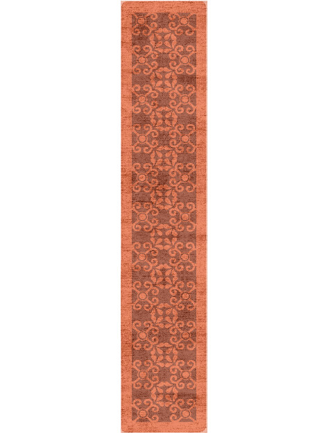 Apricot Geometric Runner Hand Tufted Bamboo Silk Custom Rug by Rug Artisan