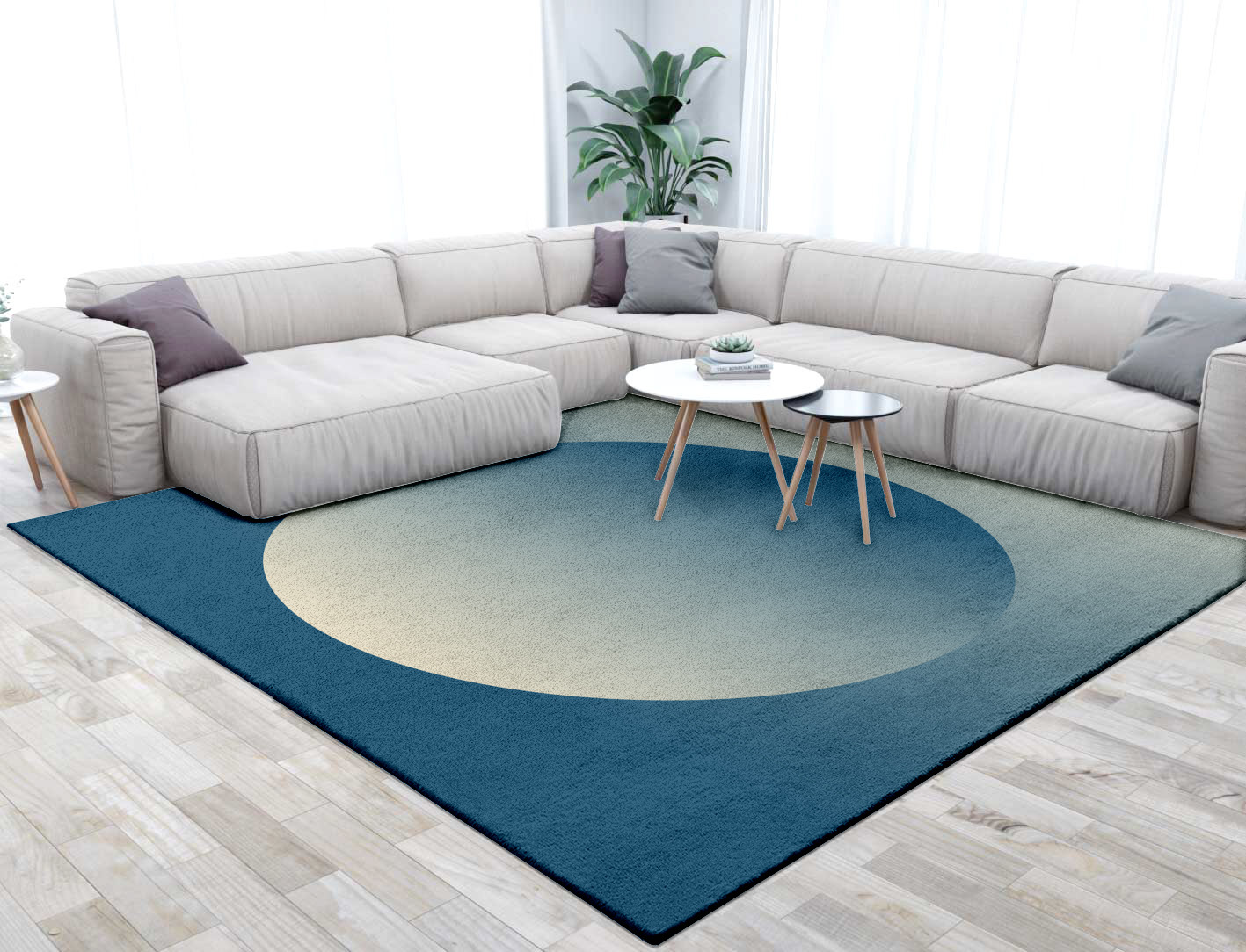 Aqua Ombre Square Hand Tufted Pure Wool Custom Rug by Rug Artisan