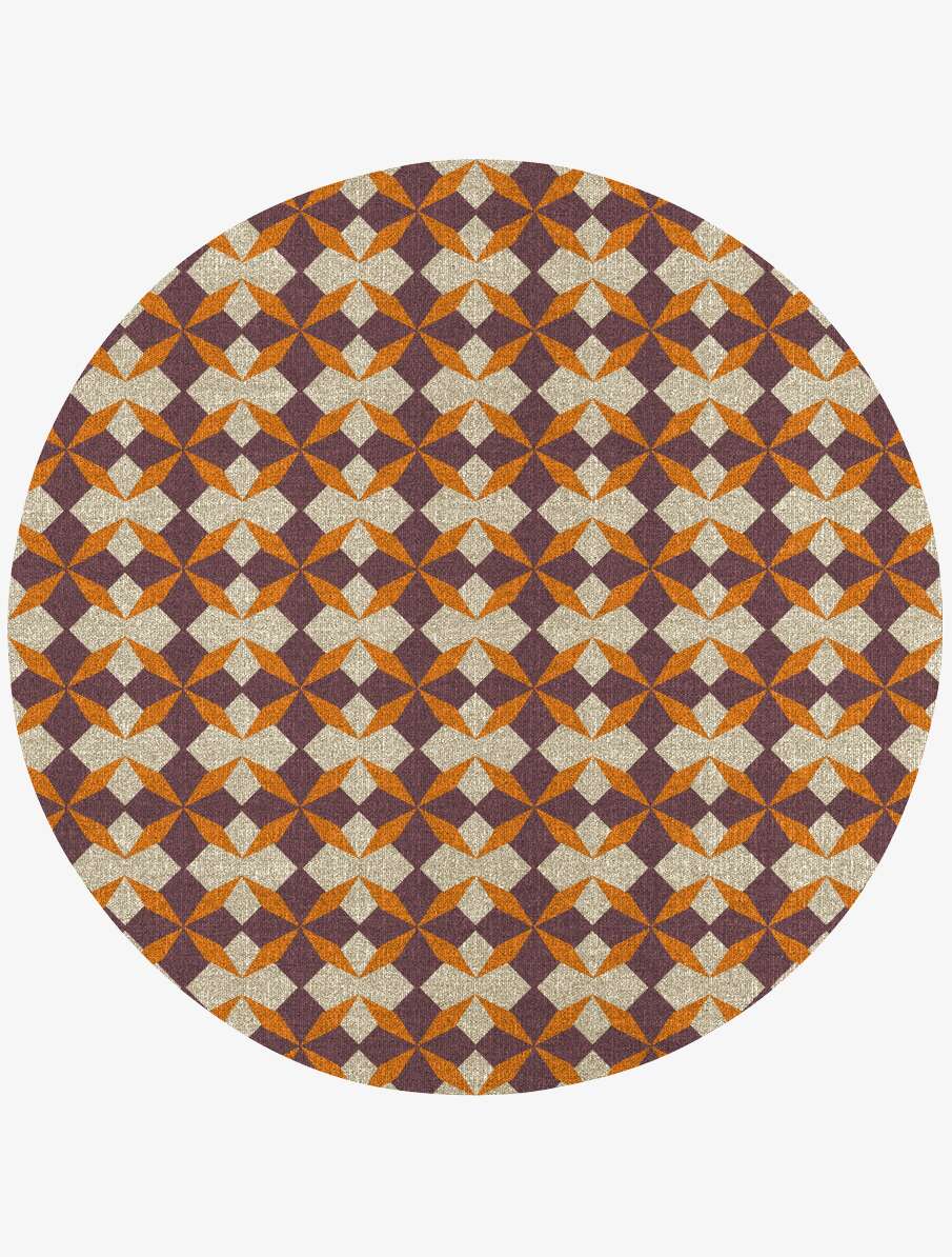 Arabesque Geometric Round Flatweave New Zealand Wool Custom Rug by Rug Artisan