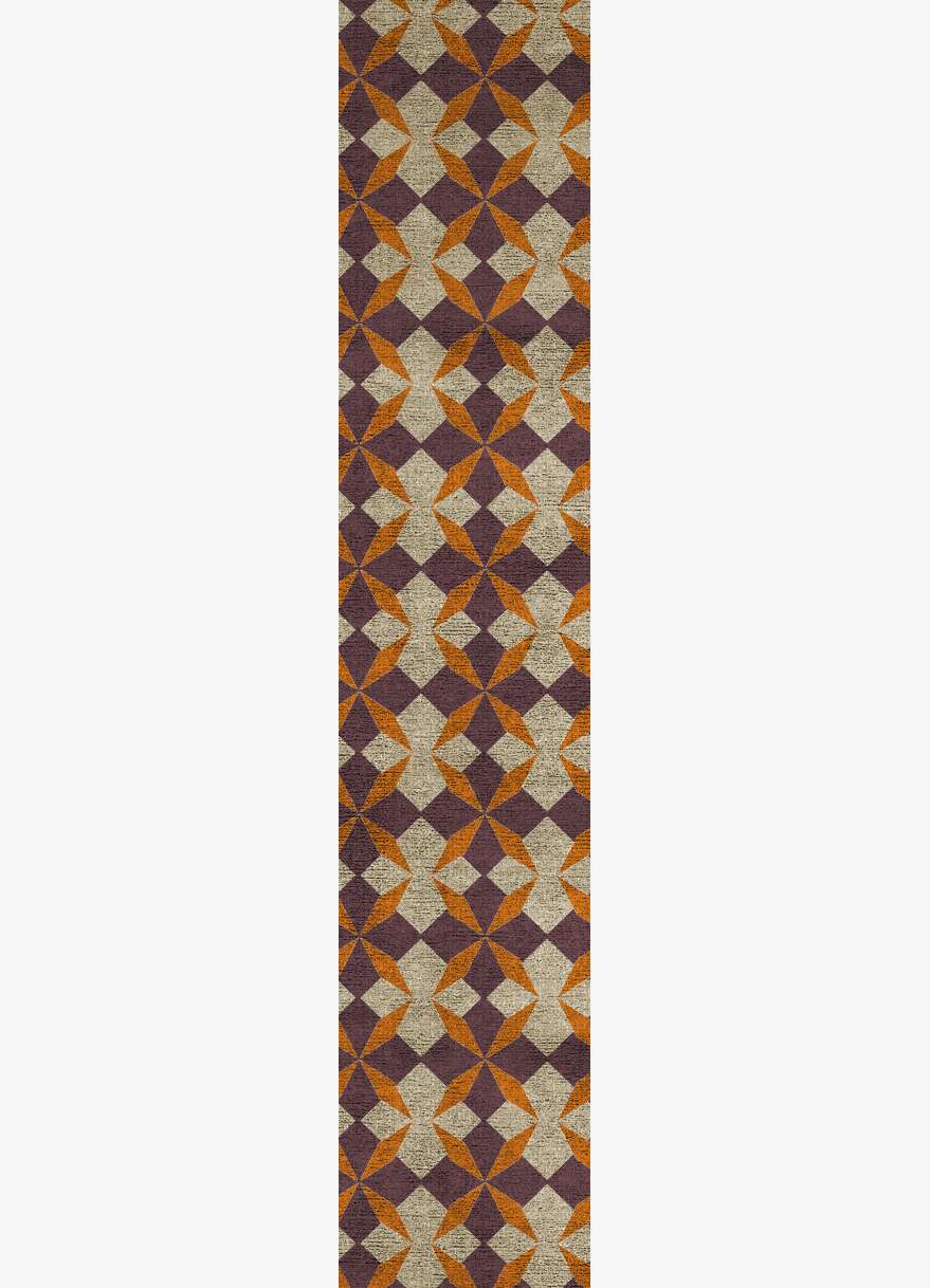 Arabesque Geometric Runner Flatweave Bamboo Silk Custom Rug by Rug Artisan