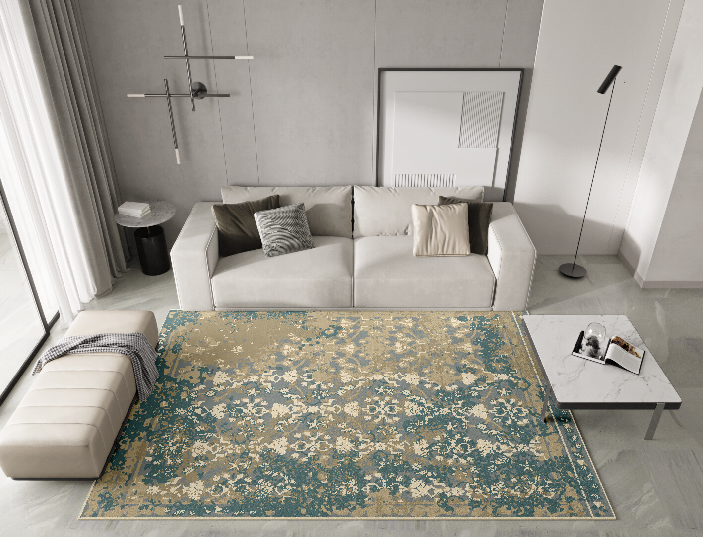 Arad Grey Persian Bagh Rectangle Hand Tufted Pure Wool Custom Rug by Rug Artisan