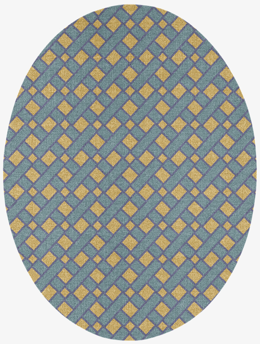 Argyle Geometric Oval Flatweave New Zealand Wool Custom Rug by Rug Artisan