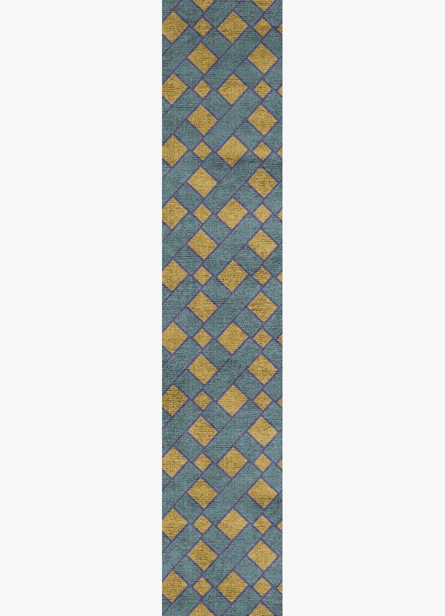 Argyle Geometric Runner Flatweave Bamboo Silk Custom Rug by Rug Artisan