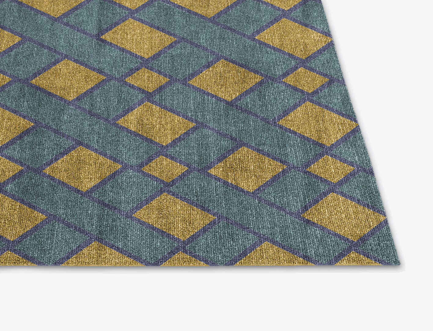 Argyle Geometric Square Flatweave Bamboo Silk Custom Rug by Rug Artisan