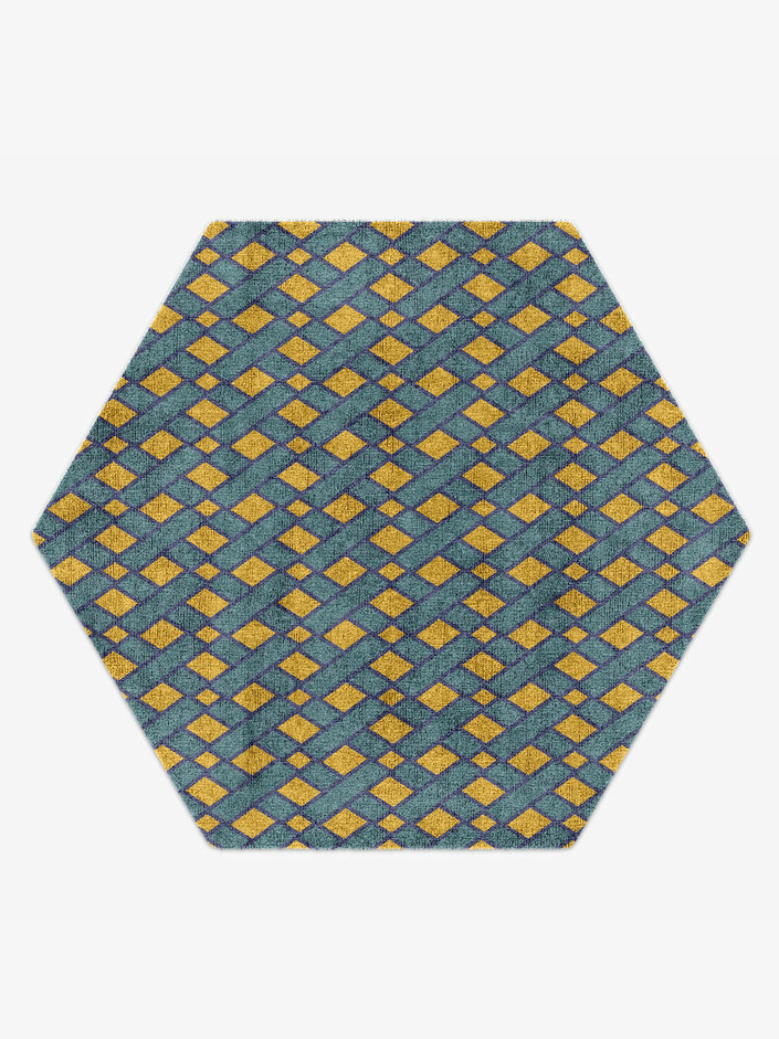 Argyle Geometric Hexagon Hand Knotted Bamboo Silk Custom Rug by Rug Artisan