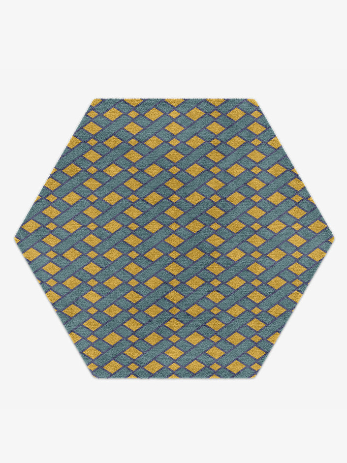 Argyle Geometric Hexagon Hand Knotted Tibetan Wool Custom Rug by Rug Artisan