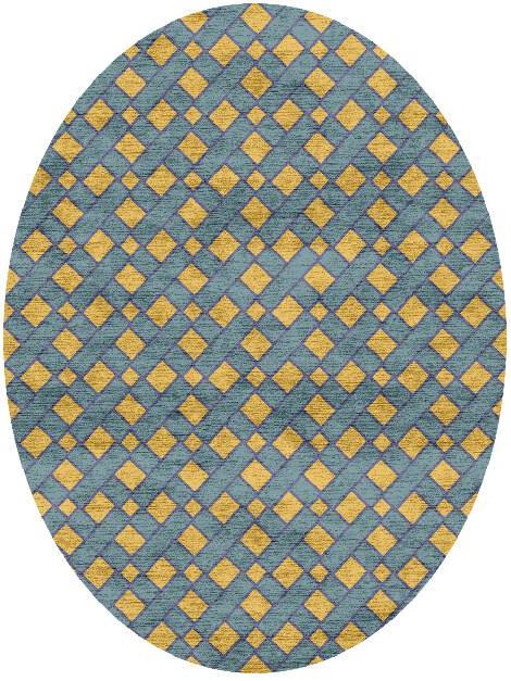 Argyle Geometric Oval Hand Knotted Bamboo Silk Custom Rug by Rug Artisan