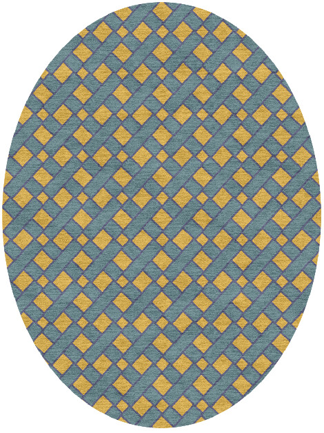 Argyle Geometric Oval Hand Knotted Tibetan Wool Custom Rug by Rug Artisan