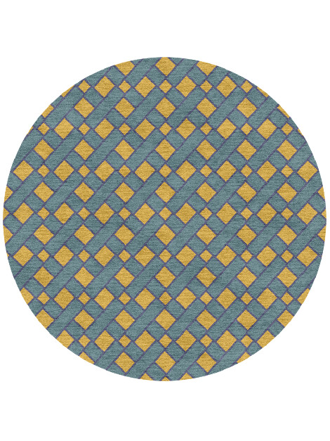 Argyle Geometric Round Hand Knotted Tibetan Wool Custom Rug by Rug Artisan