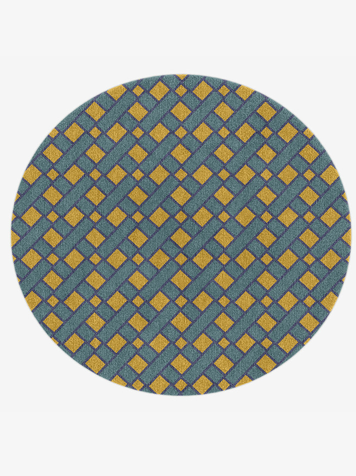 Argyle Geometric Round Hand Knotted Tibetan Wool Custom Rug by Rug Artisan